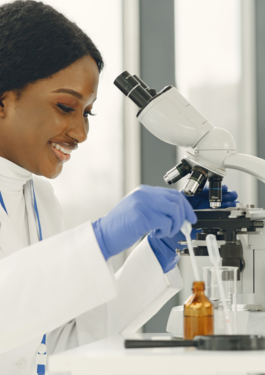 Woman scientist working in a food testing lab